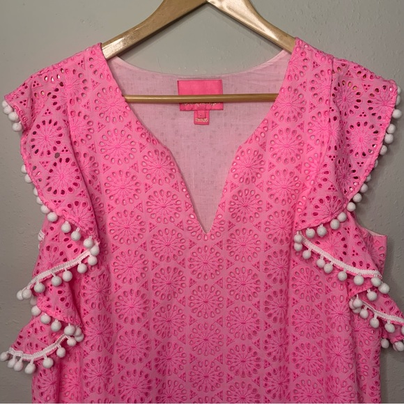 Lilly Pulitzer | Prosecco Pink neon geo eyelet shift dress - Picture 8 of 14